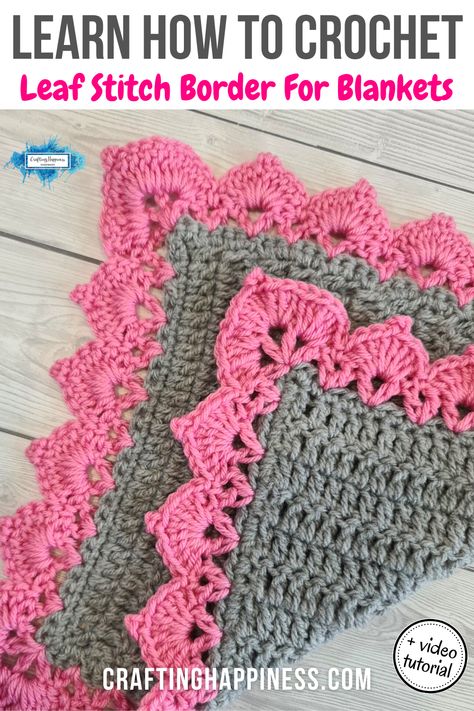 Crochet Triangle Border Pattern, Crochet Blanket Border Free Pattern, Leaf Stitch Border Crochet, Crochet Edges For Blankets Baby Tutorials, Crochet Boarders For Blankets Baby Free Pattern, Lacy Crochet Border, Crochet Leaf Blanket Border, Crochet Trims And Borders Easy, Granny Square Edging And Borders