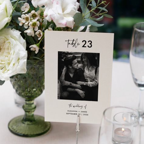 Wedding Modern Elegant, Photo Table Numbers, Photo Table, Wedding Table Number Cards, Minimal Photo, Card Table Wedding, Table Number Cards, Future Wedding Plans, Calligraphy Script