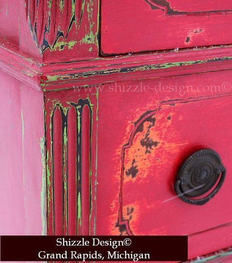 Fireworks Red Shizzle Design Paint Studio American Paint Company highboy blue green red chalk clay dresser best ideas tips layering 6 funky finish Dresser Painting, Commode Shabby Chic, Distressed Furniture Painting, Highboy Dresser, Dresser Painted, Paint Studio, American Paint, Shabby Chic Dresser, Paint Companies