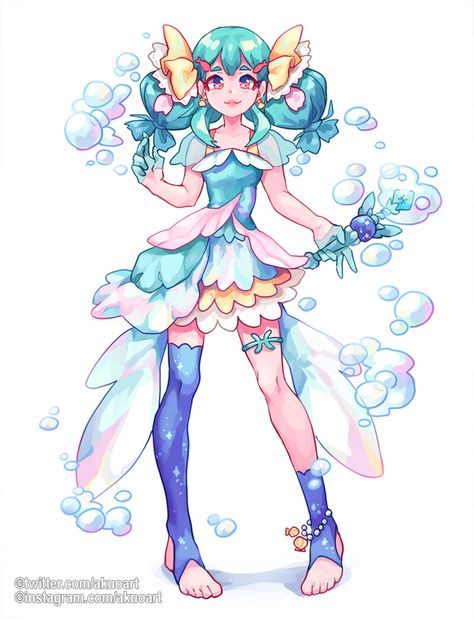 Akuo Art, Magical Girl Design, Yt Ideas, Pisces Aquarius, Magical Girl Outfit, Drawing Characters, Magical Girl Aesthetic, Aries Pisces, Magical Boy