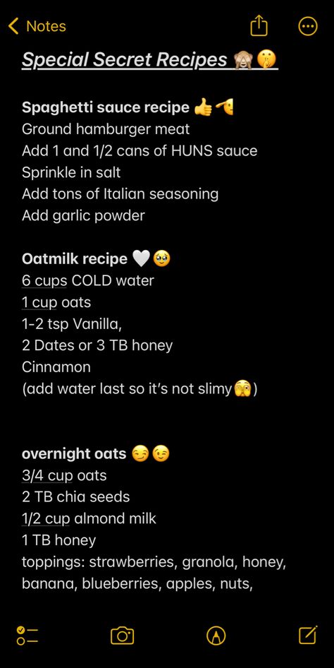 Aesthetic Recipes Notes, Snacks Summer, Recipes Notes, Aesthetic Recipes, Oat Milk Recipe, Motivation Funny, Oat Recipes, Spaghetti Sauce Recipe, Funny Aesthetic