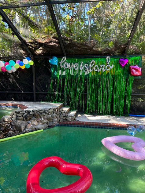 Love island birthday party Love Island Party Ideas, Love Island Party Decorations, Love Island Watch Party, Bachelorette Party Love Island, Love Island Decorations, Love Island Themed Birthday Party, Love Island Party Games, Love Island Decor, Love Island Bachelorette Party