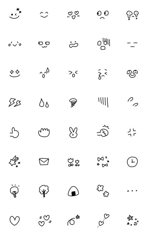 Facial expression and symbols – LINE Emoji | LINE STORE Cute Symbols For Notes, Cute Small Things To Draw On Yourself, Easy And Simple Doodles, Tattoo Lining Design, Cute Symbols Aesthetic To Draw, Drawing Symbols Doodles, Easy Anime Tattoos Small, Tato Kecil Simple Aesthetic, Tattoo Designs Easy To Draw