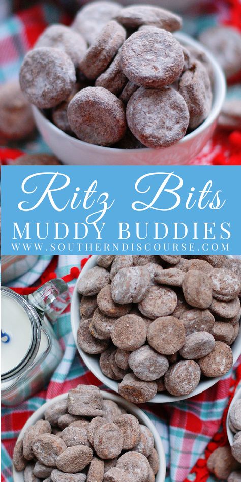 Brownie Muddy Buddies Recipe, Ritz Bits Snacks, Snack Mix With Ritz Bits, Ritz Bits And Oreo Puppy Chow, Party Snack Mix Ideas, Dandy Doo Cookies With Ritz Crackers, Ritz Bits Recipes, Ritz Bits Churros Recipe, Keto Trail Mix Recipe