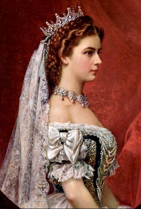 Empress Elisabeth of Austria by Franz Russ, 1867. Austria, Tiara, Red