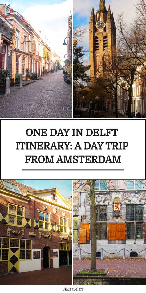 One day in Delft itinerary with street views, Nieuwe Kerk, a historic building, and the town hall. Day Trips From Amsterdam, Best Weekend Trips, Dream Mansion, Iceland Travel, Dutch Artists, Old Church, Train Rides, City Hall, Delft