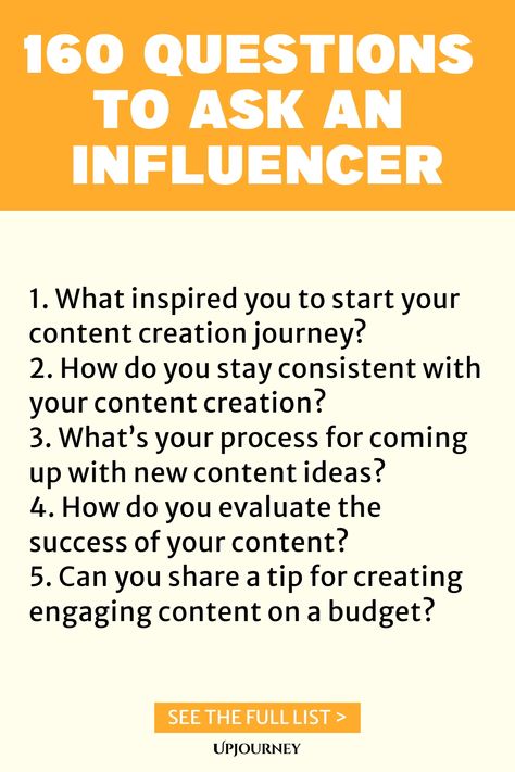 Discover 160 thought-provoking questions to ask an influencer in your next interview, podcast, or collaboration. Engage, inspire and learn from the best in the industry with these insightful conversation starters. Elevate your content creation and network like a pro by diving into meaningful discussions with influencers. Take your interactions to the next level and watch your connections grow exponentially! Podcast Questions, Work Etiquette, Psychology Terms, Q And A Questions, Friendship And Dating, Asking The Right Questions, Content Calendar, Life Questions, Negative Comments