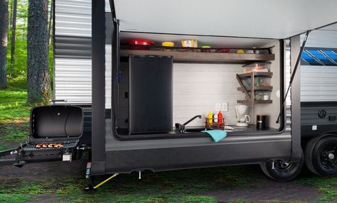 10 Best Travel Trailers with Outdoor Kitchens for 2021 – RVBlogger Camper Outdoor Kitchen, Best Travel Trailers, Ultra Lite Travel Trailers, Lite Travel Trailers, Portable Ice Maker, Camp Kitchen, Bunk House, Outdoor Kitchens, Grand Designs