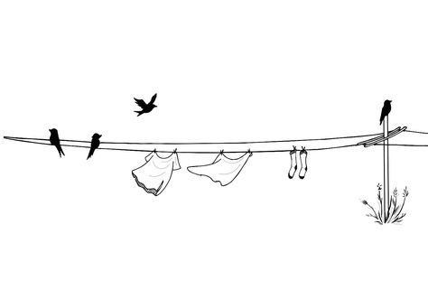 Laundry Line Tattoo, Washing Line Tattoo, Clothing Line Tattoo, Washing Line Drawing, Clothes Line Tattoo, Clothesline Tattoo, Vibey Tattoos, Clothesline Drawing, Clothes Line Drawing