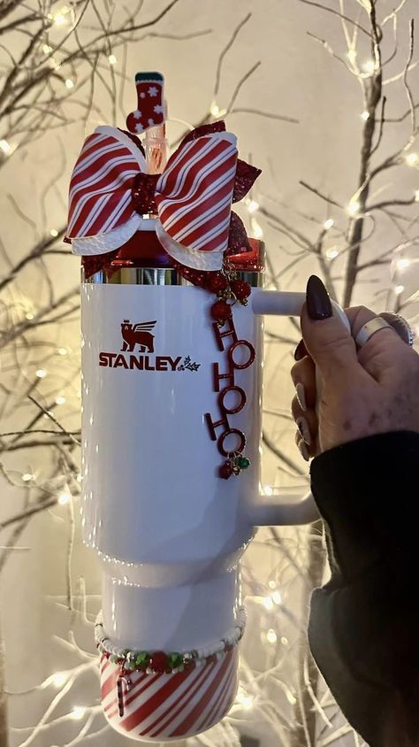 Stanley Tumbler Obsession **NO BUY/SELL/TRADE** | Working on my Holiday cups 🎄 I know it’s way too early  | Facebook Christmas Stanley Cup Gift, Stanley Christmas Gift, Stuffed Stanley Cup Gift Ideas, Christmas Stanley Cup, Stanley Gift Ideas, Stanley Cup Gift Ideas, Christmas Stanley, No Buy, Holiday Cups