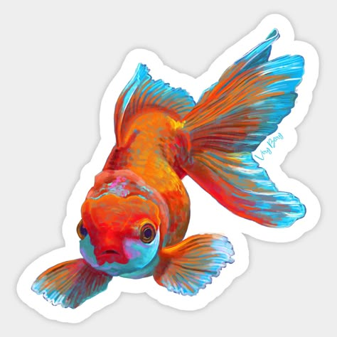 Cute Vinyl Stickers, Goldfish Sticker, Pop Art Stickers, Orange Stickers, Diy Graphic Tee, Fish Stickers, Sticker Collage, Sticker Aesthetic, Stickers For Laptop