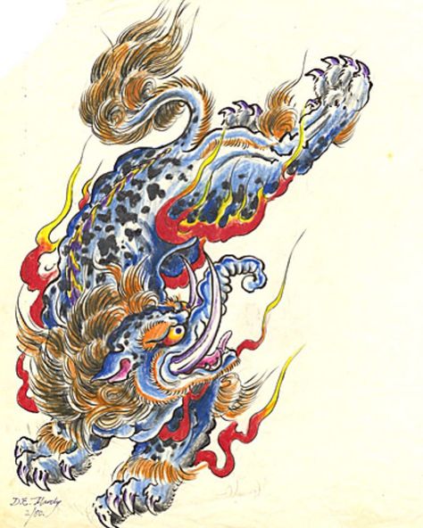 Ed Hardy Japanese Tattoo, Ed Hardy Style Tattoo, Baku Tattoo Japanese, Baku Yokai, Don Ed Hardy Tattoo, Ed Hardy Flash, Baku Tattoo, Ed Hardy Art, Ed Hardy Dragon