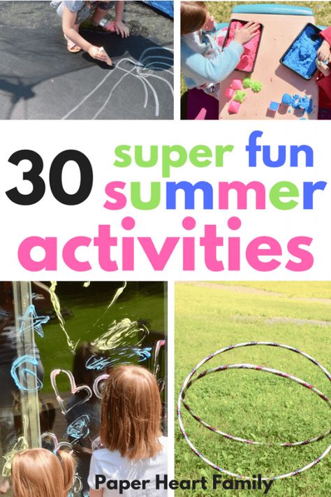 Looking for awesome, easy kid's summer activities you can do at home? This list of 30 summer fun activity ideas will keep your kids busy and happy over summer vacation! They won't take long to set up and our kids will think you're the cool mom. Summer Backyard Activities, Toddler Outdoor Play, Free Summer Activities, Backyard Activities, Toddler Outdoor, Activities For Boys, Summer Backyard, Outdoor Games For Kids, Activities For Teens