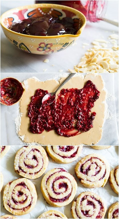 What if a sugar cookie and a jelly donut had a baby? | Bake at 350° Jam Pinwheel Cookies, Raspberry Pinwheel Cookies, Butterball Cookies, Jelly Donut, Almond Sugar Cookies, Jelly Cookies, Pinwheel Cookies, Desserts Cookies, Raspberry Cookies