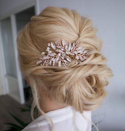 Vintage Hair Pieces For Wedding, Rose Gold Hair Clip Weddings, Rose Gold Wedding Hair Piece, Rose Gold Bridal Hair Piece, Vintage Hair Pieces, Floral Hair Piece Wedding, Rose Gold Wedding Dress, Gold Wedding Hair Piece, Rose Gold Hair Piece