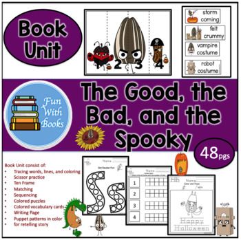 THE GOOD, THE BAD, AND THE SPOOKYby Jory JohnBased on the New York Times bestselling picture book sensation The Bad Seed, Jory John and Pete Oswald present: The Good, the Bad, and the Spooky!Halloween is the Bad Seed's favorite holiday of the year. But what's a seed to do when he can't find a show- ... The Good The Bad And The Spooky, Literacy Night Activities, Bad Seed, Word Line, Night Activities, Robot Costumes, Puppet Patterns, The Bad Seed, Ten Frame