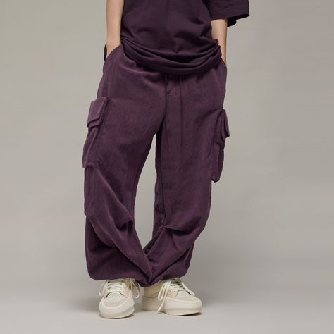 adidas Shop the Y-3 Cuffed Cargo Pants - Purple at adidas.com/us! See all the styles and colors of Y-3 Cuffed Cargo Pants - Purple at the official adidas online shop. Cuffed Cargo Pants Outfit, Baggy Suit Pants, Cuffed Cargo Pants, Swag Fits, Purple Adidas, Casual Bottoms, Adidas Shop, Women Lifestyle, Adidas Pants