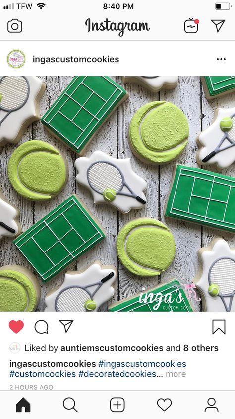 Tennis Cookies Decorated, Tennis Cookies, Multi Media Art Projects, Tennis Vibe, Sport Cookies, Tennis Birthday Party, Tennis Ideas, Cookies Kids, Tennis Birthday