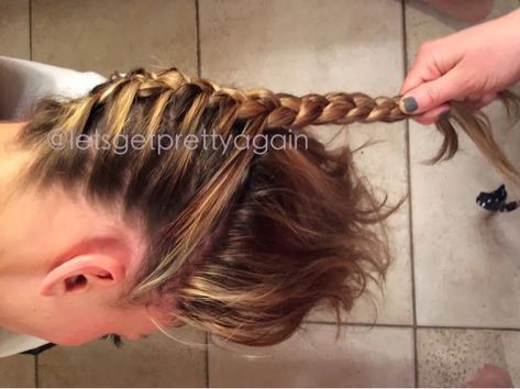 Upside Down Braided Hairstyles, Gymnastics Meet Hair, Two Braids Style, Upside Down French Braid, Braids Tutorial Easy, Side Swept Braid, French Braids Tutorial, Upside Down Braid, Braided Pony