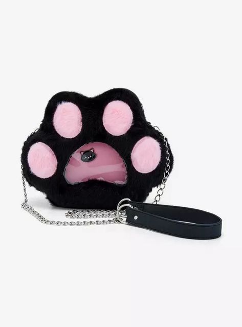 Black & Pink Paw Print Pin Collector Crossbody Bag, Pink Paw Print, Exploding Kittens, Emily The Strange, Pink Paws, Blue Beetle, Plush Backpack, Felix The Cats, Chip And Dale, Halloween Horror Nights