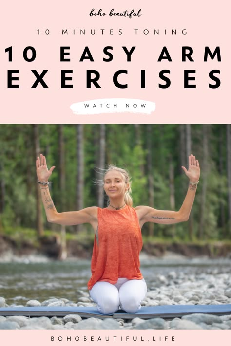 Arm Exercises Women At Home No Weights, Pilates Arm Workout No Equipment, Yoga Arms Workout, Yoga For Arms And Shoulders, Pilates Arms Workout No Equipment, Boho Sculpture, Yoga Arms, Boho Beautiful Yoga, Tone Arms Workout