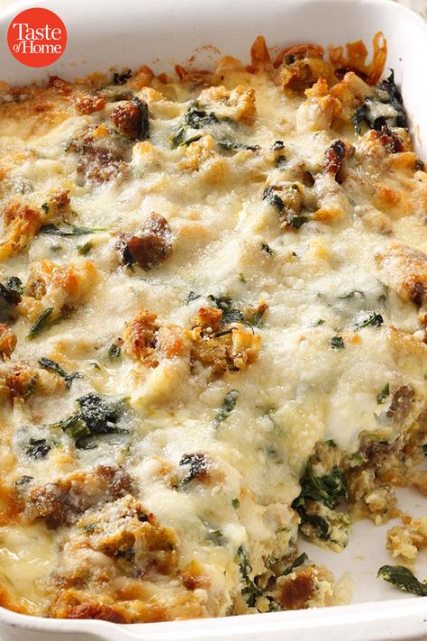 Spinach Bake, Sausage Spinach, Spinach Casserole, Sausage Casserole, Easter Brunch Food, Best Casseroles, Stuffing Mix, Baking Recipe, Easter Brunch