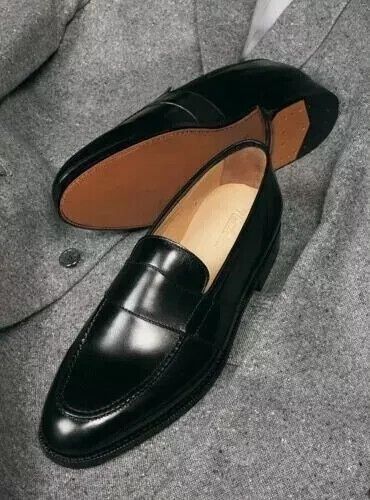 Check out Handmade Men's Black Round Toe Formal Slip On Dress Shoes, Real Leather Shoes, the latest item I added on eBay! #eBay #eBaySeller Mans Shoe, Dress Shoes Men Black, Finsbury Shoes, Black Loafer Shoes, Spectator Shoes, Loafer Shoes For Men, Mens Black Dress Shoes, Quality Leather Boots, Gentleman Shoes