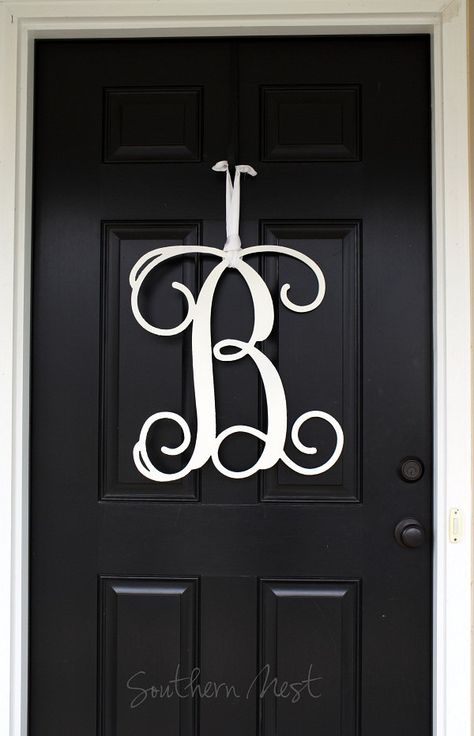 LARGE (20 inch) Wooden Monogram-Ready to Paint-Single Letter. $48.00, via Etsy. Monogram Door Hanger Wooden, Front Door Initial, Double Front Door Wreaths, Front Door Monogram, Large Wood Letters, Door Monogram, Wood Front Door, Initial Door Hanger, Wooden Initials