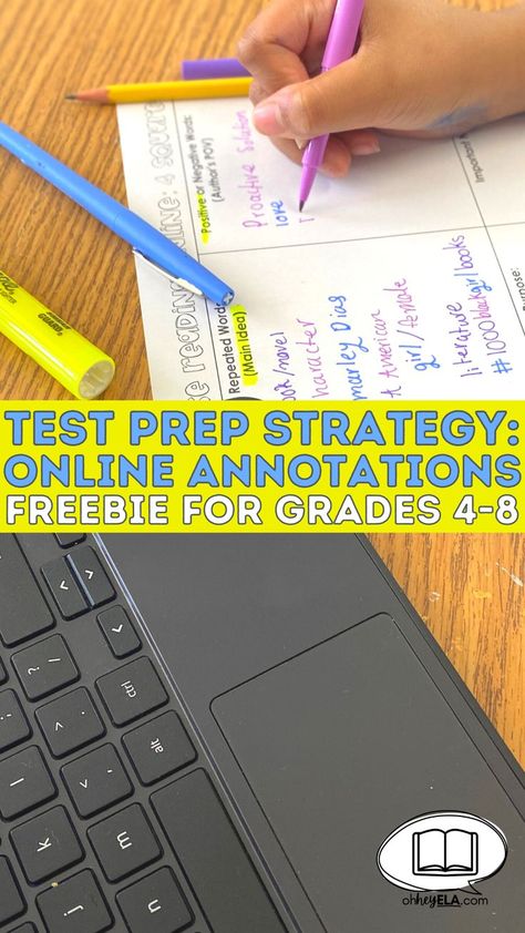 Are you looking for a strategy to help your students on the state test? This strategy changed the way my students performed on state tests by learning to annotate and close read articles on a computer screen. This is perfect for 4th, 5th, 6th, 7th, and 8th grades. Online Reading Test Strategies, Online Testing Strategies, Test Taking Strategies For Middle School, Reading Test Strategies, Test Prep Motivation, Test Motivation, Test Prep Fun, State Testing Prep, Staar Test Prep