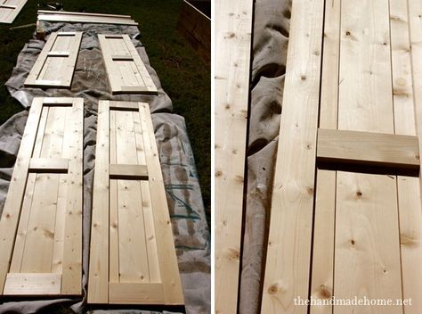 a look at handmade shutters. simple diy curb appeal at a fraction of the price. Shutters Diy, Pintu Interior, Diy Remodeling, Diy Curb Appeal, House Shutters, Diy Shutters, Home Remodeling Diy, Casas Coloniales, Shutters Exterior