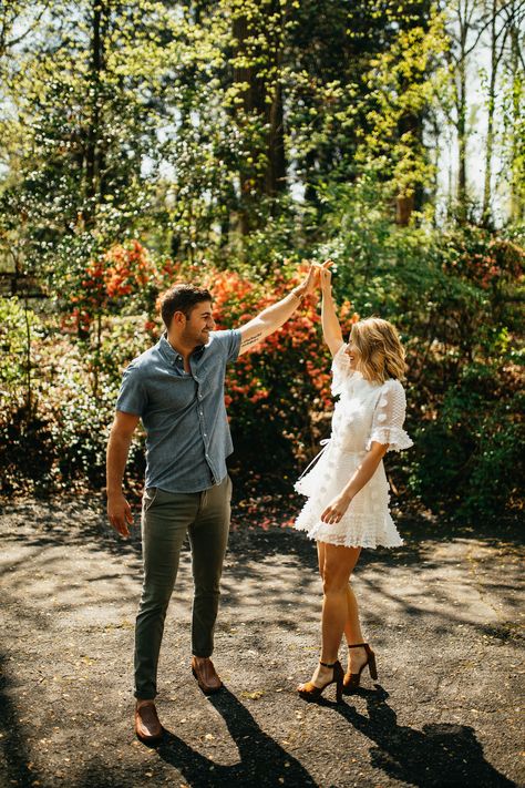 Dancing Through Your Engagement Session Engagement Shoots Poses, Engagement Picture Outfits, Engagement Photography Poses, Couple Engagement Pictures, Cute Engagement Photos, Spring Engagement Photos, Engagement Pictures Poses, Engagement Session Outfits, Engagement Photos Fall