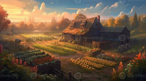 Medieval Farm Concept Art, Farming Village Concept Art, Farming Village Fantasy Art, Fantasy Farmhouse Concept Art, Fantasy Farm Aesthetic, Fantasy Agriculture, Fantasy Farm Concept Art, Fantasy Stables Concept Art, Fantasy Farm Art