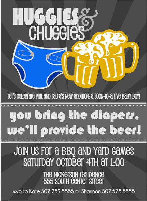 Huggies & Chuggies co-ed baby shower; perfect for a second baby celebration Huggies For Chuggies Party, Bro Shower Ideas, Baby Shower For Men New Dads, Male Baby Shower Ideas, Men Baby Shower Ideas, Coed Baby Shower Ideas Themes, 3rd Baby Shower Ideas, Mens Baby Shower Ideas, Co Ed Baby Shower Themes