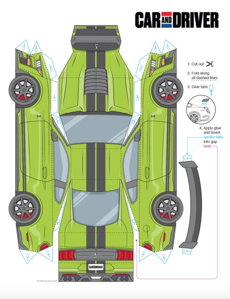 Paper Craft Car, Paper Toy Car, Mustang Shelby Gt 500, Paper Cars, Car Template, Car Rider, Car Papercraft, Paper Model Car, Cardboard Car