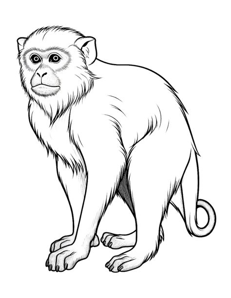 Free Printable Monkey Coloring Pages Monkey Colouring Pages, Monkey Coloring Pages Free Printable, Cubism Makeup, Monkey Drawing Realistic, Drawing Of Monkey, Monkey Drawings, Monkey Sketch, Coloring Pages Animals, Jungle Coloring Pages