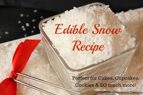 Recipe to make edible snow for your holiday baking!  This works great on cookies, cakes, cupcakes & so much more!  #Baking  #Christmas  via ... Edible Fake Snow Recipe, How To Make Edible Snow, Edible Fake Snow, Gingerbread Recipe For House, Snowflake Desserts, Xmas Cupcake Ideas, Fake Snow Recipe, Gingerbread House Snow, Edible Snowflakes