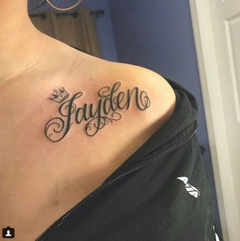 Damian Name Tattoo, Creative Name Tattoos, Shoulder Name Tattoo, Sons Name Tattoos, Husband Name Tattoos, Boyfriend Name Tattoos, Tattoo Name Fonts, Name Tattoos For Moms, Baby Tattoo Designs