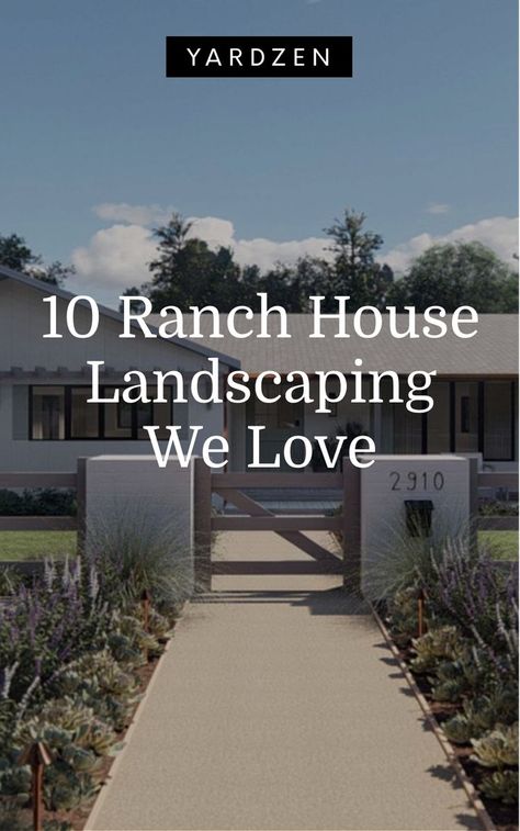 Landscape Ideas Front Yard Ranch, Modern Ranch Style Homes Exterior, Landscape Ideas Architecture, Ranch Landscaping Ideas, Ranch Style House Exterior, Ranch Exterior Remodel, Ranch House Landscaping, Mid Century Ranch House, Modern Ranch Style Homes