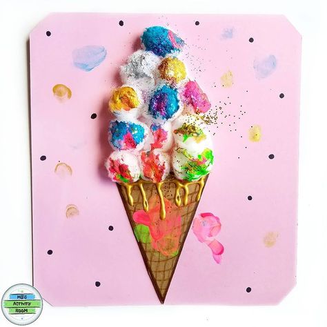 NURDAN on Instagram: “🍦🍨Cotton Ice Cream 🍨🍦 This is one the most loved crafts of us. Do you remember it? If it is difficult for you to paint with brush, you can…” Ice Cream Cone Craft, Ice Cream Craft, Cotton Ball Crafts, Ice Cream Crafts, Ice Cream Candy, Patriotic Crafts, Cotton Crafts, Unique Paintings, Kid Crafts