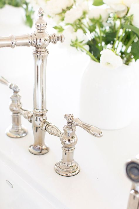 Brushed nickel kitchen faucet