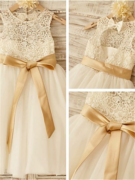 Gold Flower Girl Dress, Gold Flower Girl, Tea Length Flower Girl Dress, Tea Length Tulle, Dj Wedding, Long Flower Girl Dresses, Cheap Flower Girl Dresses, Ivory Flower Girl, Girls Dresses Online