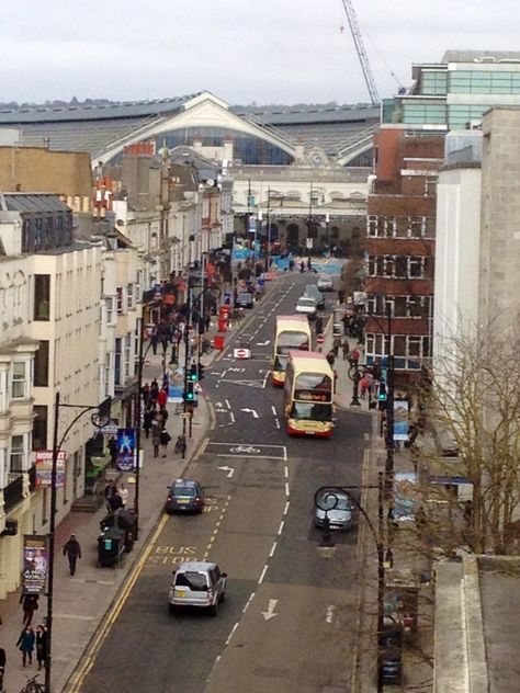 View North to Brighton Station along Queens Road 08.03.2015 Brighton Station, Brighton Rock, City By The Sea, British Seaside, Sand Surfing, Southern Region, Motivation Board, Brighton And Hove, Seaside Towns