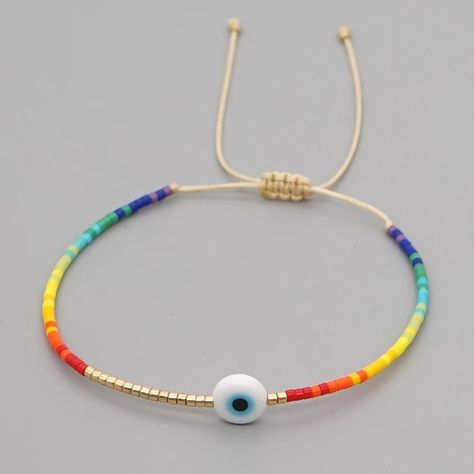 Go2Boho Greek Eye Braclet Turkish Evil Eye Bracelet For Women Cute Jewelry Miyuki Beaded Bracelets Adjustable Tiny Simple Bangle _ - AliExpress Mobile Evil Eye Bracelet Diy, Pulseras Ideas, Beaded Rainbow, Greek Eye, Hand Evil Eye, Multicolor Bracelet, Bracelets Adjustable, Bracelet Miyuki, Turkish Evil Eye