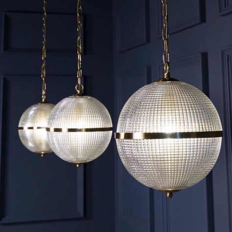 PURE WHITE LINES on Instagram: “Our Parisian street lights globes £595 inc 1.5 metres of aged brass chain flex and ceiling rose - ready to hang. Wired to take 3x 14 bulbs…” Orb Light, Parisian Street, Reeded Glass, Ball Pendant Lighting, Globe Light, Globe Pendant Light, Globe Pendant, Ceiling Rose, Globe Lights