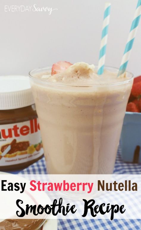 Strawberry Nutella Smoothie, Nutella Smoothie, Strawberry Blueberry Smoothie, Nutella Recipe, Strawberry Nutella, Blueberry Smoothie, Nutella Brownies, After School Snack, Smoothies For Kids