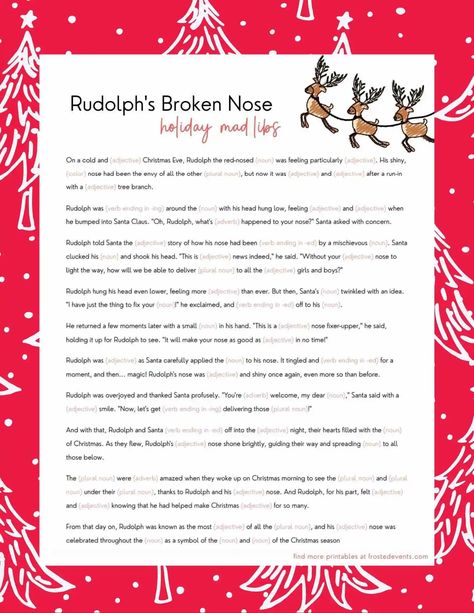 Christmas Mad Libs For Kids Free Printables, Christmas Mad Libs For Adults, Christmas Madlib For Kids, Christmas Mad Libs Free Printable, Christmas Mad Libs For Kids, Holiday Mad Libs, Christmas Mad Lib, Christmas Dingbats, Free Mad Libs