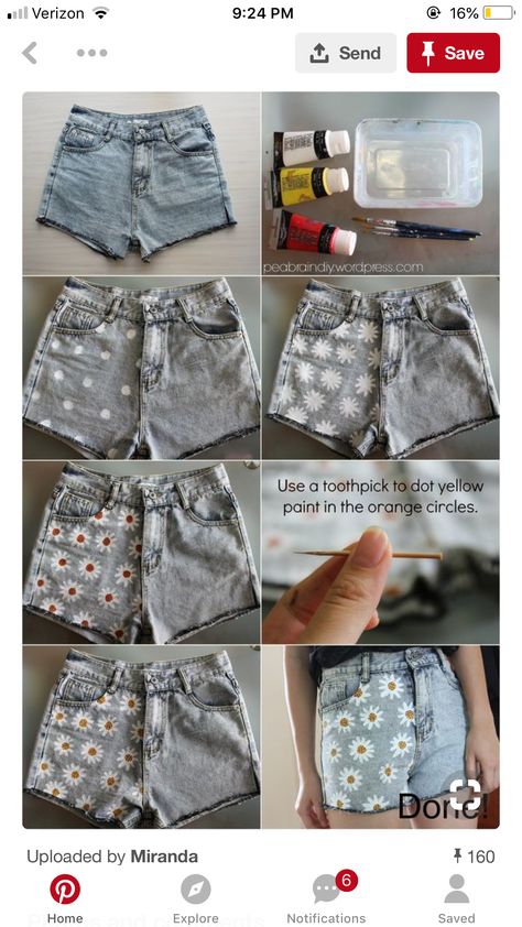 Diy Clothes Jeans, Denim Hacks, Diy Daisy, Painted Shorts, Haine Diy, Diy Jeans, Shorts Tutorial, Diy Shorts, Diy Vetement