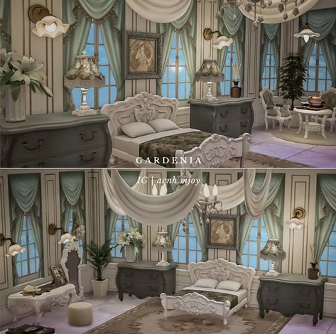 Acnh Throne Room, Acnh Elegantcore, Bloxburg Victorian House, Royal Animals, Royal Room, Fancy Bedroom, Animal Crossing 3ds, Ac New Leaf, Animal Crossing Guide