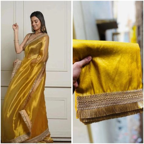 Bollywood Collection🌼 Banarasi Tissue Silk Saree with Heavy Lace Work Plain blouse With Lace Border *Rs -: 1600 + Shipping* Excellent quality Can be customised in any Colours We Bring Only Most Unique Collection For you🛍️ Plain Saree With Heavy Border, Plain Saree With Lace Border, Plain Saree With Heavy Blouse, Tissue Silk Saree, Fancy Sarees Party Wear, Plain Saree, Plain Blouse, Lace Border, Fancy Sarees