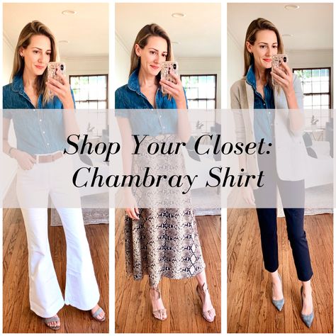 Shop Your Closet, Lee White, Staple Dress, Manolo Blahnik Heels, Rms Beauty, Jcrew Sweater, Chambray Shirt, Work Wardrobe, Crew Shirt